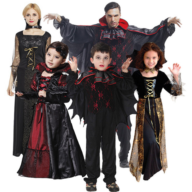 Fantasia família de vampiros, vestido para festa, halloween, natal,  carnaval, adulto, criança, homem e mulher - AliExpress